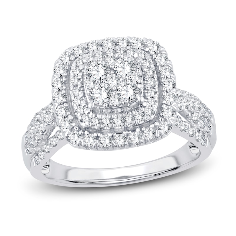 Main Image 1 of Now + Forever Multi-Diamond Engagement Ring 1 ct tw Round-cut 14K White Gold