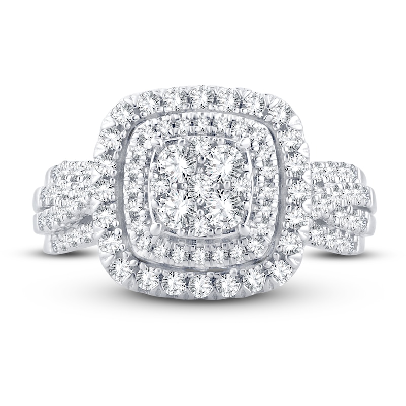 Main Image 3 of Now + Forever Multi-Diamond Engagement Ring 1 ct tw Round-cut 14K White Gold