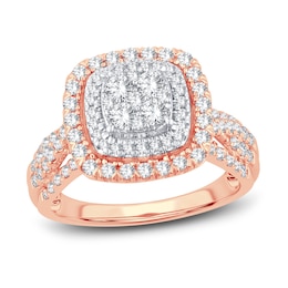 Now + Forever Multi-Diamond Engagement Ring 1 ct tw Round-cut 14K Rose Gold