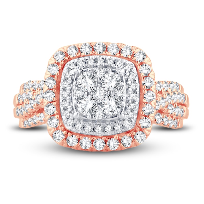Main Image 3 of Now + Forever Multi-Diamond Engagement Ring 1 ct tw Round-cut 14K Rose Gold