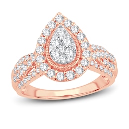 Now + Forever Multi-Diamond Engagement Ring 1 ct tw Round-cut 14K Rose Gold