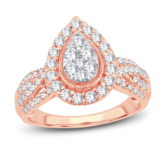 Now + Forever Multi-Diamond Engagement Ring 1 ct tw Round-cut 14K Rose Gold