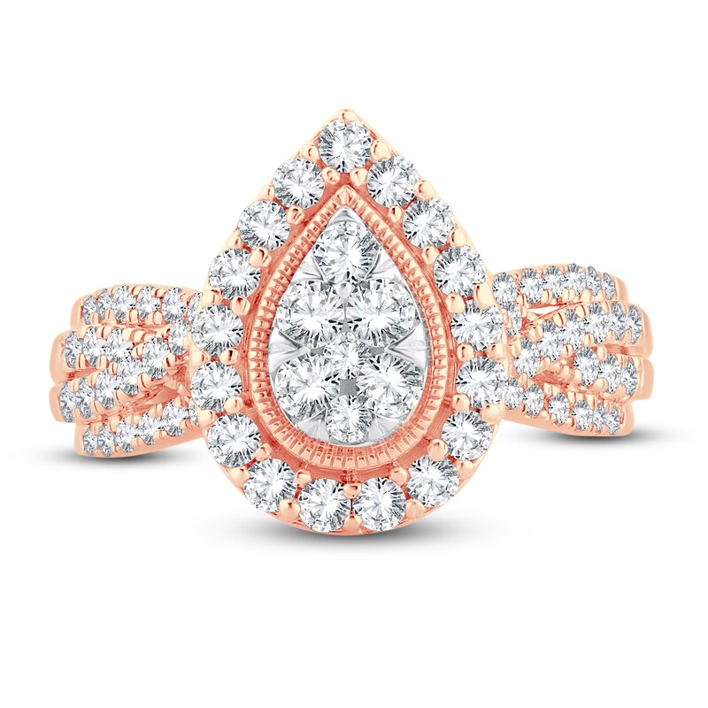 Main Image 3 of Now + Forever Multi-Diamond Engagement Ring 1 ct tw Round-cut 14K Rose Gold