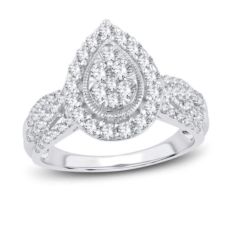 Main Image 1 of Now + Forever Multi-Diamond Engagement Ring 1 ct tw Round-cut 14K White Gold