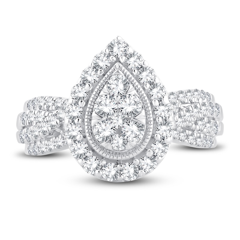 Main Image 3 of Now + Forever Multi-Diamond Engagement Ring 1 ct tw Round-cut 14K White Gold