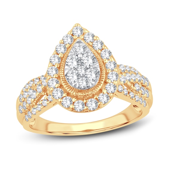 Now + Forever Multi-Diamond Engagement Ring 1 ct tw Round-cut 14K Yellow Gold
