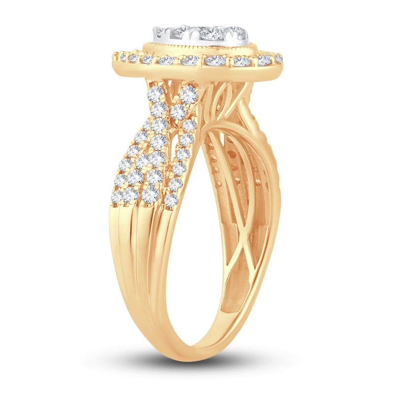 Multi-Diamond Engagement Ring 1 ct tw Round-cut 14K Yellow Gold