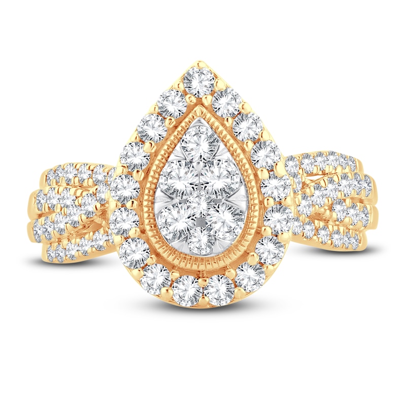 Multi-Diamond Engagement Ring 1 ct tw Round-cut 14K Yellow Gold