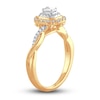 Thumbnail Image 1 of Diamond Engagement Ring 3/8 ct tw Emerald & Round 14K Yellow Gold