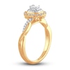 Thumbnail Image 2 of Now + Forever Diamond Engagement Ring 3/8 ct tw Emerald & Round 14K Yellow Gold