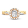 Diamond Engagement Ring 3/8 ct tw Emerald & Round 14K Yellow Gold