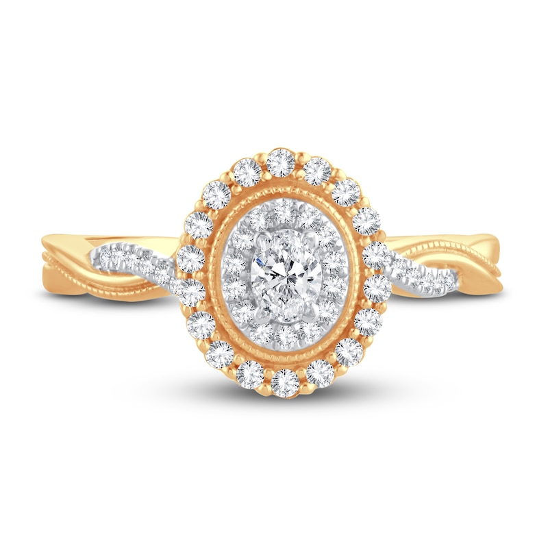 Main Image 3 of Now + Forever Diamond Engagement Ring 3/8 ct tw Oval & Round 14K Yellow Gold