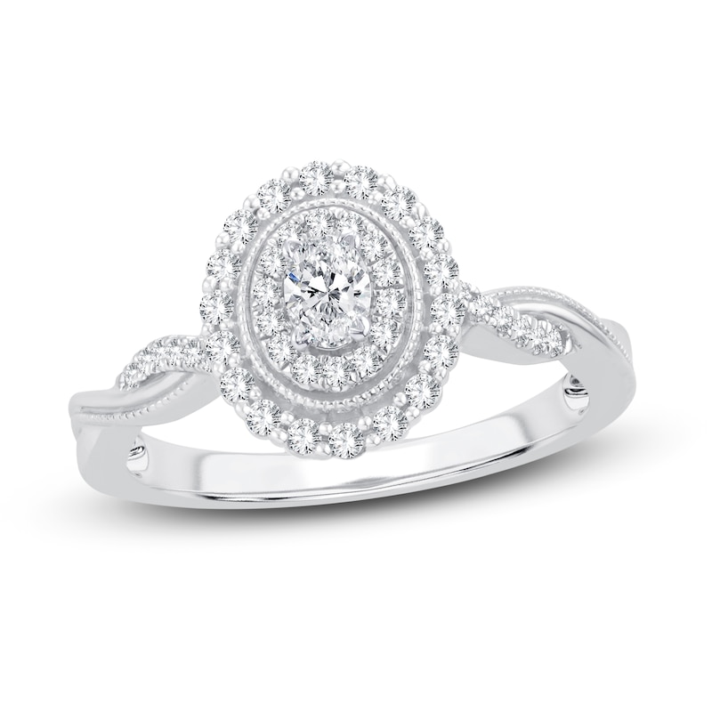 Main Image 1 of Now + Forever Diamond Engagement Ring 3/8 ct tw Oval & Round 14K White Gold