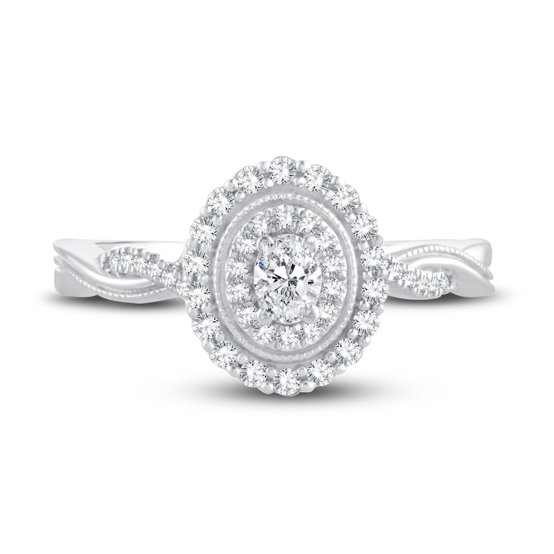 Main Image 3 of Now + Forever Diamond Engagement Ring 3/8 ct tw Oval & Round 14K White Gold