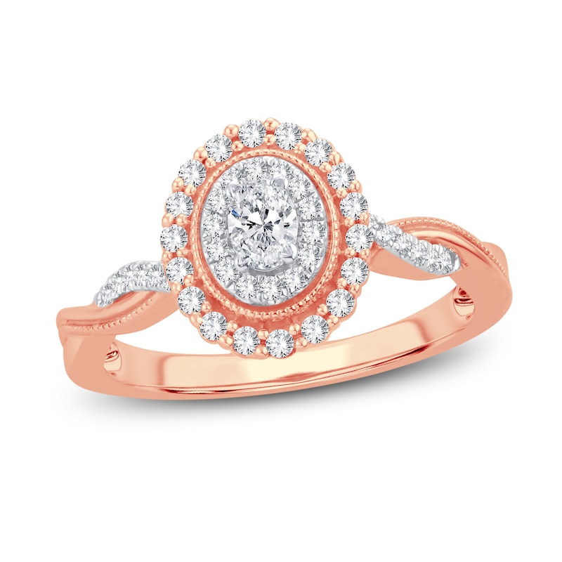 Main Image 1 of Now + Forever Diamond Engagement Ring 3/8 ct tw Oval & Round 14K Rose Gold