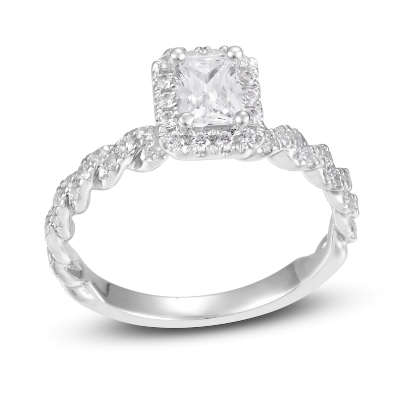 Diamond Engagement Ring 1 ct tw Radiant & Round 14K White Gold