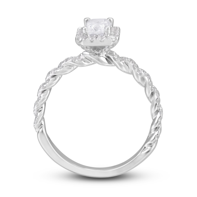 Diamond Engagement Ring 1 ct tw Radiant & Round 14K White Gold