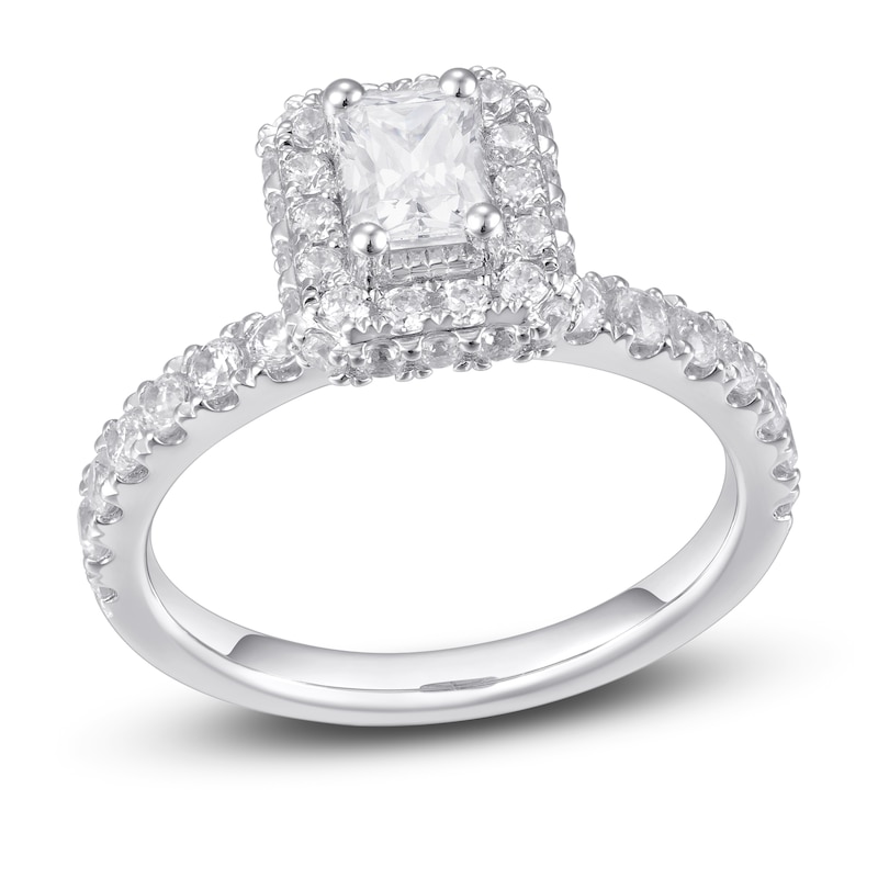 Diamond Engagement Ring 1-1/2 ct tw Radiant & Round 14K White Gold | Kay