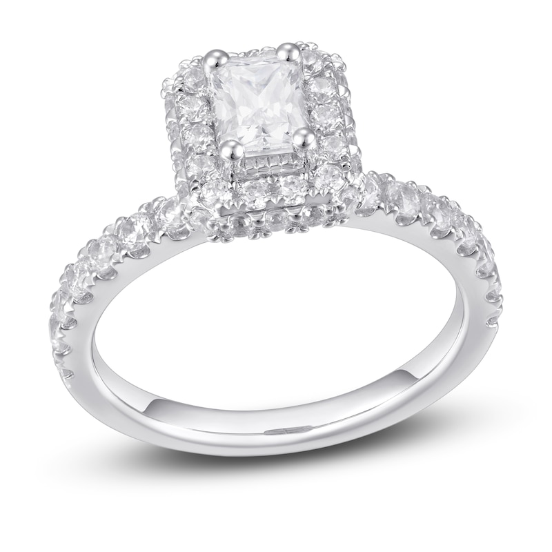 Main Image 1 of Now + Forever Diamond Engagement Ring 1-1/2 ct tw Radiant & Round 14K White Gold