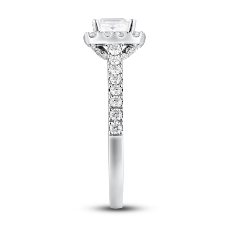 Diamond Engagement Ring 1 ct tw Radiant & Round 14K White Gold