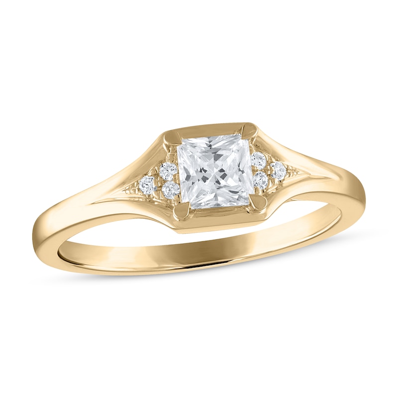 Diamond Engagement Ring 1/2 ct tw Princess & Round 14K Yellow Gold