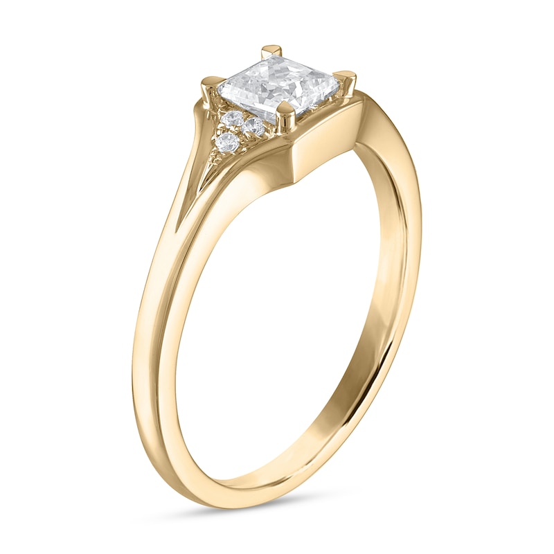 Diamond Engagement Ring 1/2 ct tw Princess & Round 14K Yellow Gold