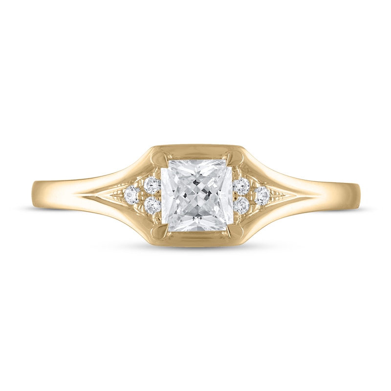 Diamond Engagement Ring 1/2 ct tw Princess & Round 14K Yellow Gold