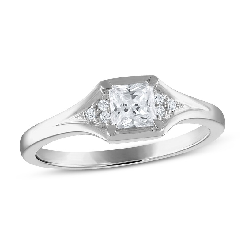 Diamond Engagement Ring 1/2 ct tw Princess & Round 14K White Gold