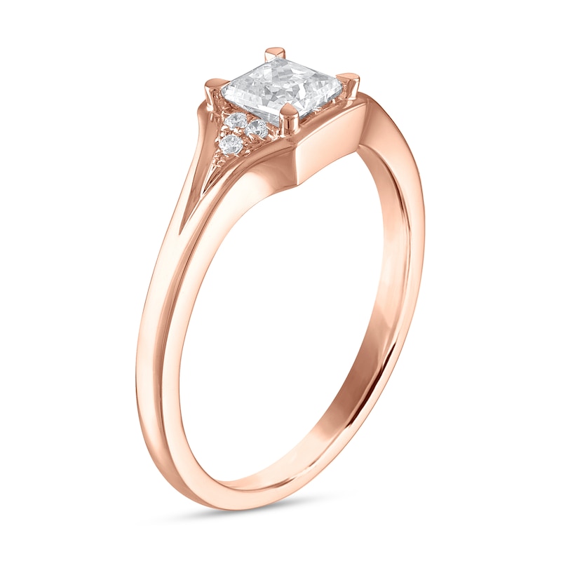 Diamond Engagement Ring 1/2 ct tw Princess & Round 14K Rose Gold