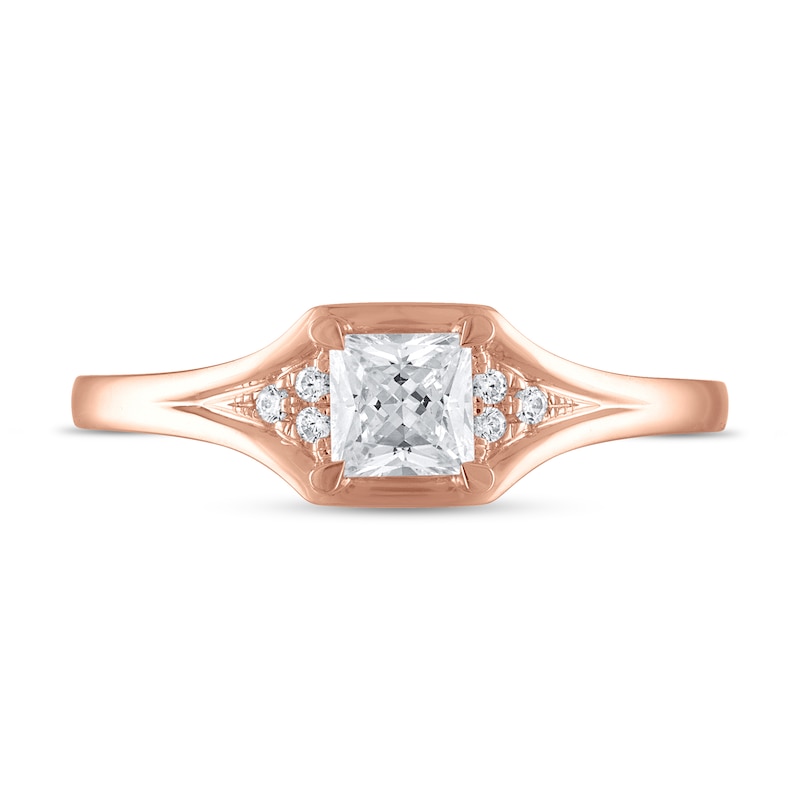 Main Image 3 of Now + Forever Diamond Engagement Ring 1/2 ct tw Princess & Round 14K Rose Gold