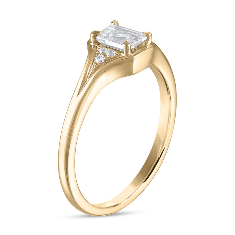 Main Image 2 of Now + Forever Diamond Engagement Ring 1/2 ct tw Emerald & Round 14K Yellow Gold