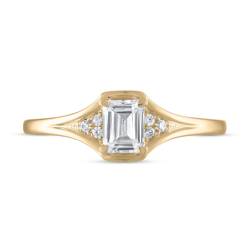 Main Image 3 of Now + Forever Diamond Engagement Ring 1/2 ct tw Emerald & Round 14K Yellow Gold