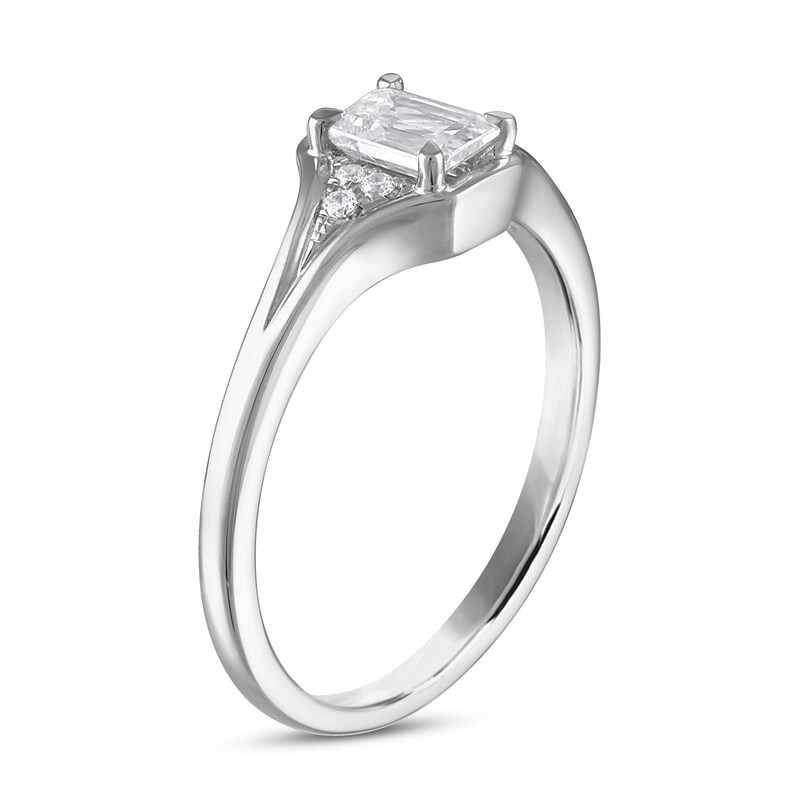 Main Image 2 of Now + Forever Diamond Engagement Ring 1/2 ct tw Emerald & Round 14K White Gold