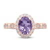 Oval Amethyst Engagement Ring 1/3 ct tw Diamonds 14K Rose Gold