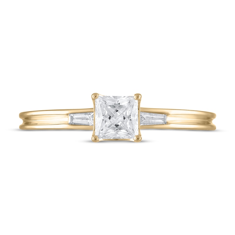 Diamond Engagement Ring 1/2 ct tw Princess & Baguette 14K Yellow Gold