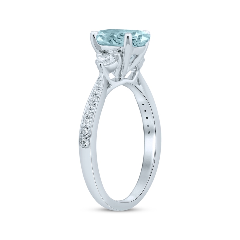 Oval Aquamarine Engagement Ring 1/3 ct tw Diamonds 14K White Gold