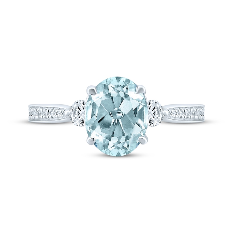 Main Image 3 of Now + Forever Oval Aquamarine Engagement Ring 1/3 ct tw Diamonds 14K White Gold