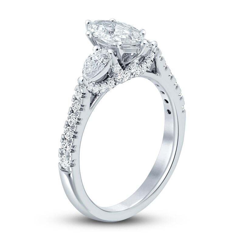 Diamond Engagement Ring 1-3/8 ct tw Marquise, Pear & Round 14K White Gold