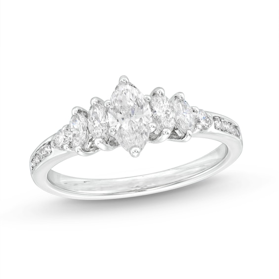Kay Diamond Engagement Ring 7/8 ct tw Marquise & Round 14K White Gold
