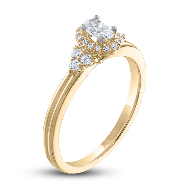 Diamond Engagement Ring 3/8 ct tw Oval & Round 14K Yellow Gold