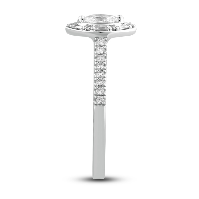 Main Image 2 of Now + Forever Diamond Engagement Ring 1/2 ct tw Marquise, Baguette & Round 14K White Gold