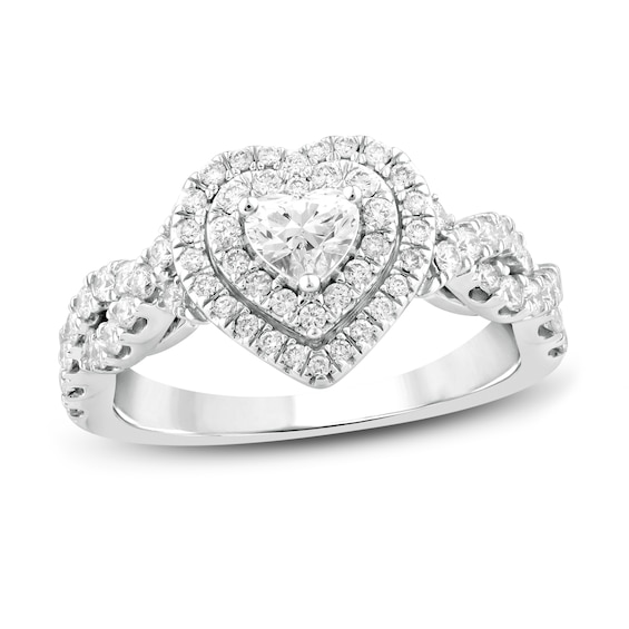 Now + Forever Diamond Engagement Ring 1/ ct tw Heart & Round 14K White Gold