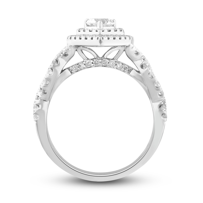 Diamond Engagement Ring 1 ct tw Heart & Round 14K White Gold