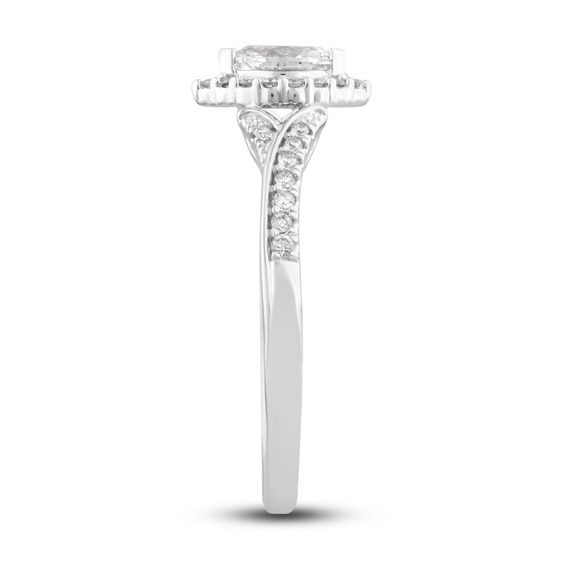 Diamond Engagement Ring 3/8 ct tw Marquise & Round 14K White Gold