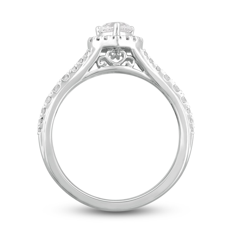 Diamond Engagement Ring 5/8 ct tw Heart & Round 14 White Gold