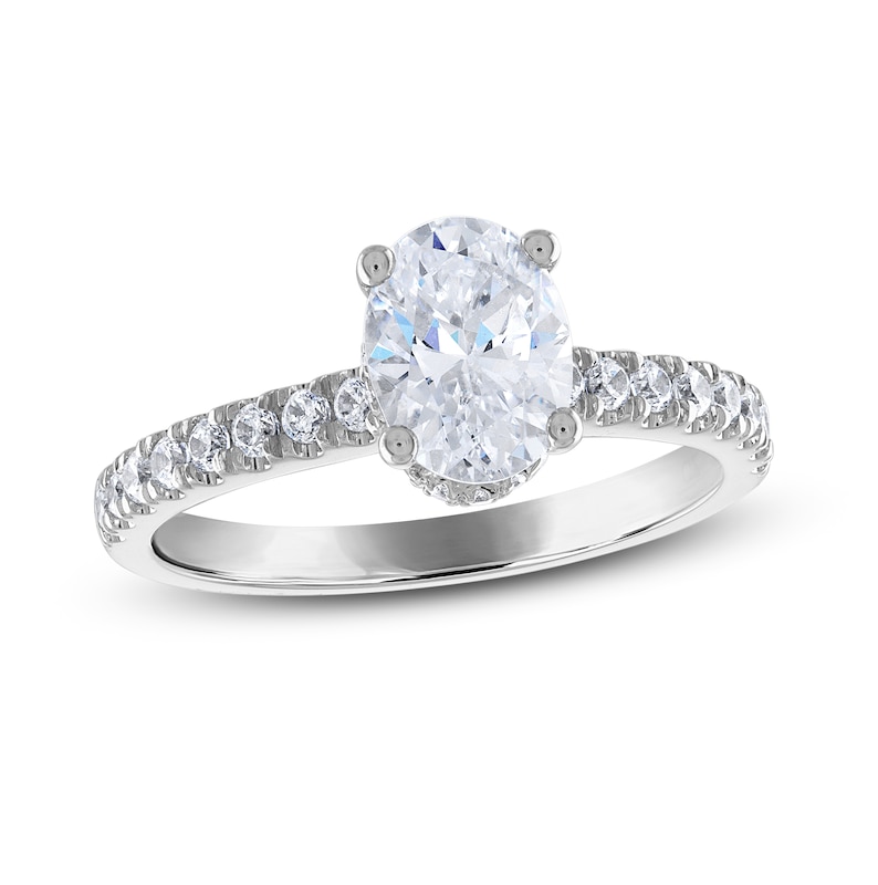 Diamond Engagement Ring 1-1/3 ct tw Oval & Round 14K White Gold