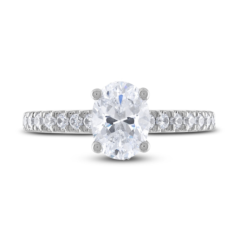 Diamond Engagement Ring 1-1/3 ct tw Oval & Round 14K White Gold