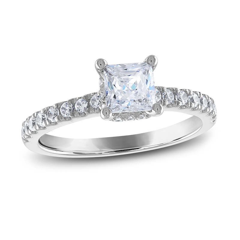 Main Image 1 of Diamond Engagement Ring 1-1/3 ct tw Princess & Round 14K White Gold