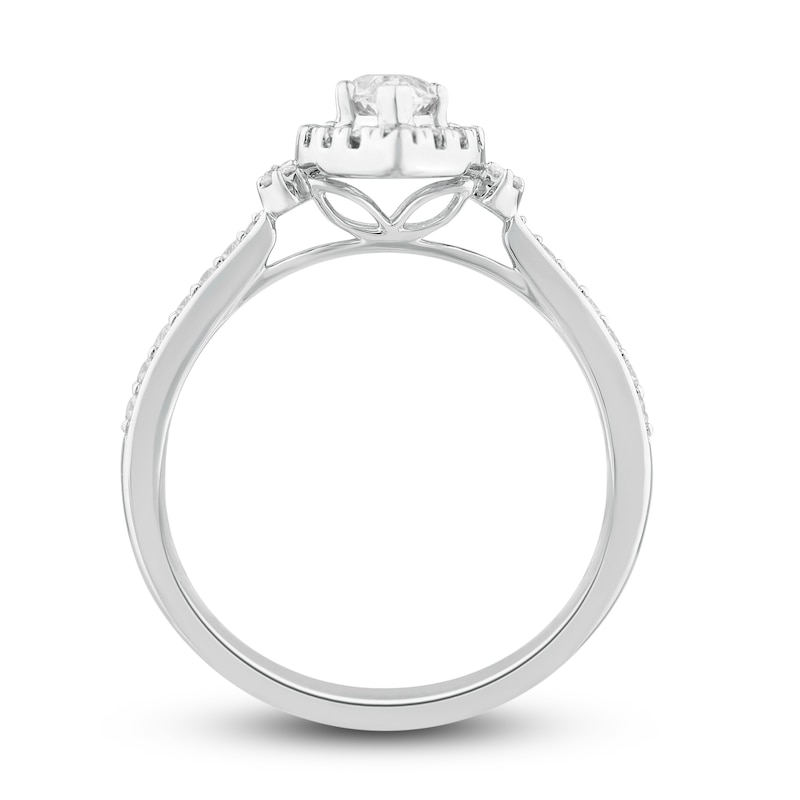 Diamond Engagement Ring 3/4 ct tw Marquise & Round 14K White Gold