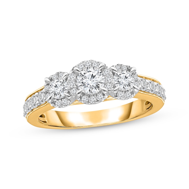 Memories Moments Magic Three-Stone Diamond Engagement Ring 1 ct tw Round-cut 18K Yellow Gold